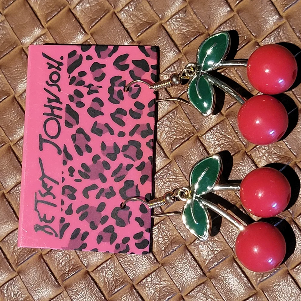 Betsey Johnson Retro Cherry Earrings - Picture 2 of 4